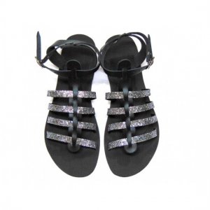 Sandale Dama Gladiator Glitter Negre Sandale Dama Gladiator Glitter Negre