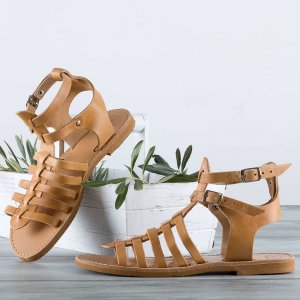 Sandale cu Talpa Joasa de Dama Crem Gladiator Greece Sandale cu Talpa Joasa de Dama Crem Gladiator Greece