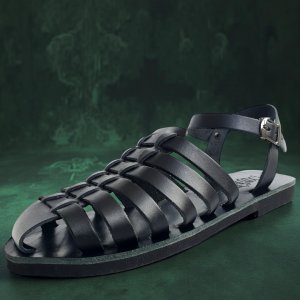 Sandale Dama Grecesti Piele Inchise la Varf Negre Agatha Sandale Dama Grecesti Piele Inchise la Varf Negre Agatha