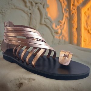 Sandale Grecesti Gladiator de Dama cu Deget Aurii Bronze Elegante Eirini Sandale Grecesti Gladiator de Dama cu Deget Aurii Bronze Elegante Eirini