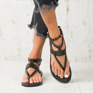 Sandale Grecesti Gladiator de Dama Negre Acropolis Sandale Grecesti Gladiator de Dama Negre Acropolis