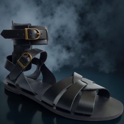 Sandale Gladiator Barbatesti Negre Piele Naturala Ares