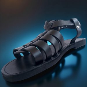 Sandale Barbatesti Grecesti din Piele Naturala Negre Lorenzo Sandale Barbatesti Grecesti din Piele Naturala Negre Lorenzo