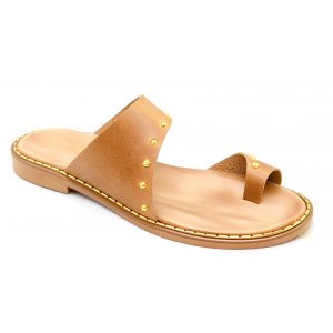 Papuci Dama Piele Naturala Crem cu Tinte Strass Papuci Dama Piele Naturala Crem cu Tinte Strass