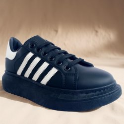 Pantofi Dama Sport Negri cu Dungi Albe